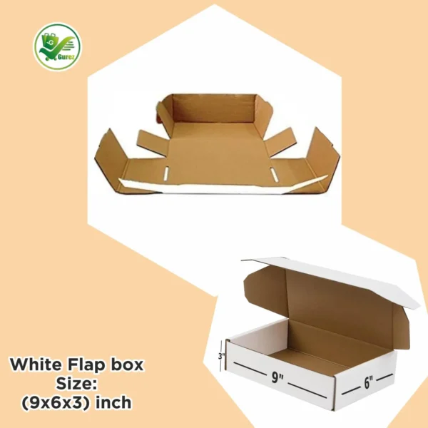 white flap box