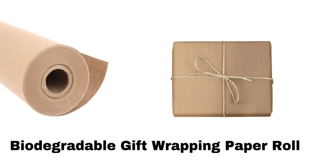 Biodegradable gift wrapping paper roll with natural decorations
