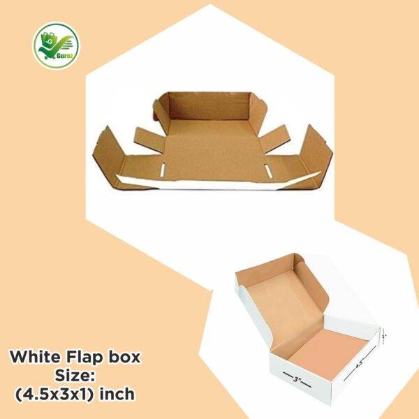 3-Ply White Flap Box 4.5x3x1 Inch – Durable & Eco-Friendly