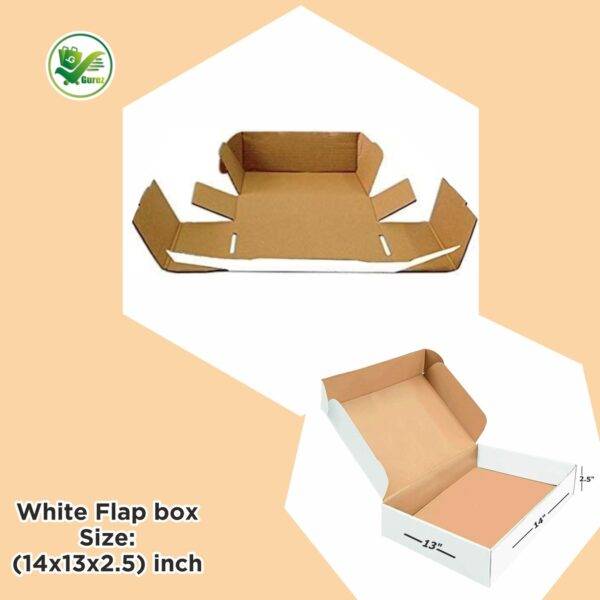 3-ply brown flap box 14x13x2.5 inches, eco-friendly and durable packaging for shipping, gifting, and storage.