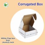 Box Brother 3-Ply White Flap Box 4x4x2 Inch - Eco-friendly, Durable, and Customizable Packaging Solution for Small Products