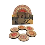 Woodkey Wooden Mandala Coaster Set