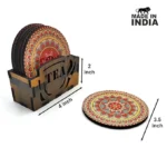 Wooden Coaster Set with Stand - Side View
